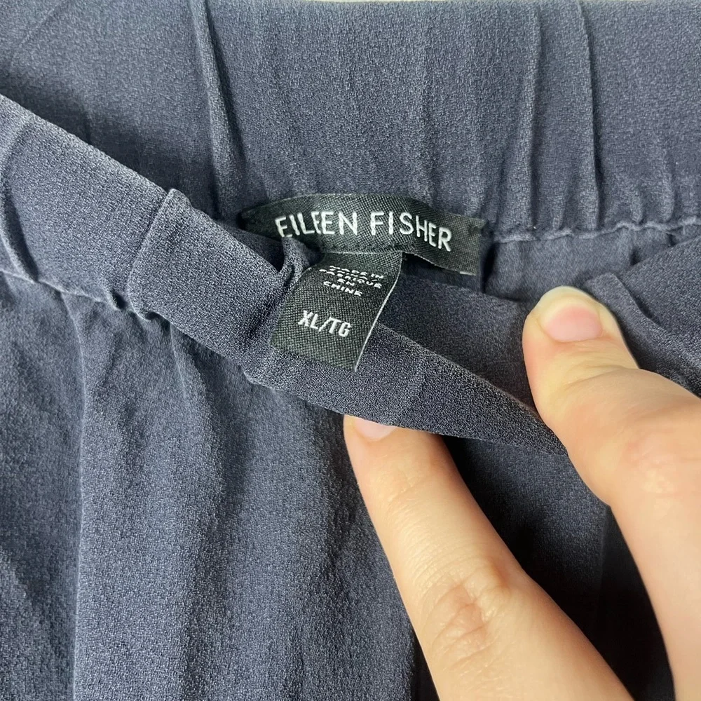 Eileen fisher Silk Georgette Crepe Tapered Pant in nocturne size XL - Picture 6 of 9